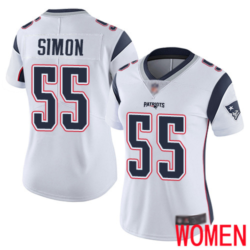 New England Patriots Football #55 Vapor Untouchable Limited White Women John Simon Road NFL Jersey